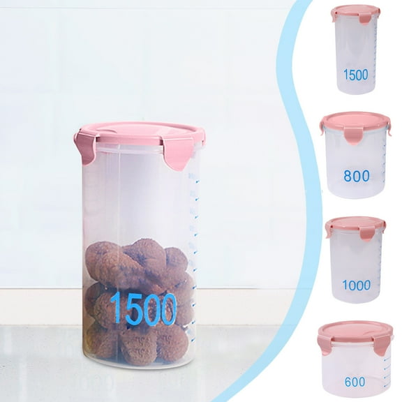 Storage Jar Canister, Transparent Kitchen Food Containers with Measurement Scale and Leak-proof Sealing Lid for Dry Goods, Yogurt, Baking Ingredients, Topliu