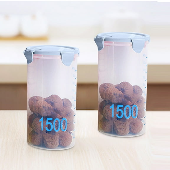 Storage Jar, Graduated Round Storage Container with Lids, Sealing Canister for Snacks and Grains, Airtight Food Storage Jar for Yoghurt and Cheese (Light Blue)