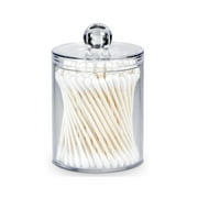 Storage Jar, Vanity Jar Storage, Bathroom Organizer, Canister Jar, Clear Plastic Apothecary Cup with Lid, Qtip Holder, For Cotton Ball, Swab, Round Pads, Q Tip, Floss