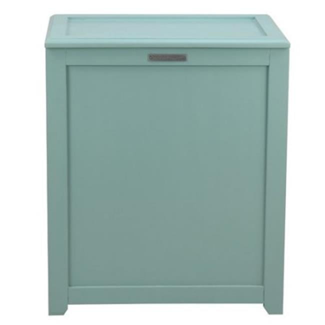 Turquoise MDF Wood Upright Laundry Hamper with Lid