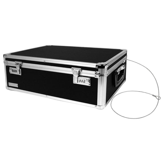 Storage Lock Box - 6.5 x 23 x 13.5 Inch - Secure Dorm Storage Trunk with Combination Lock - Ideal Briefcase, Medicine Box, and Personal Item Lock Box - Store Cash, Laptop - Black/Silver