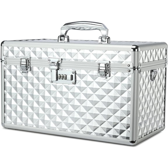 Storage Lock Box with Combination Lock, Lockable Medicine Storage Box, Empty First Aid Box, Security Lock Box, Multipurpose Locking Box for Home and Outdoor Use (Coffee, Large)