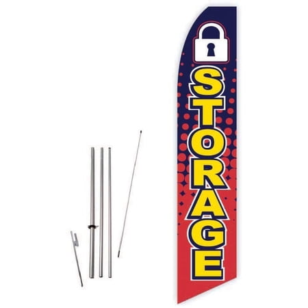 Storage Lock Red/Blue Super Novo Feather Flag - Complete with 15ft Pole Set and Ground Spike