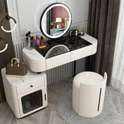 Storage Luxury Modern Makeup Table Wood Multi-color With LED Mirror Vanity Multifunctional Locker Home Bedroom Furniture HY