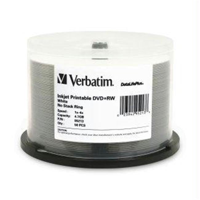 Storage Media  50Pk Dvd Plus Rw 4.7Gb 4X Wht Inkjet Hub