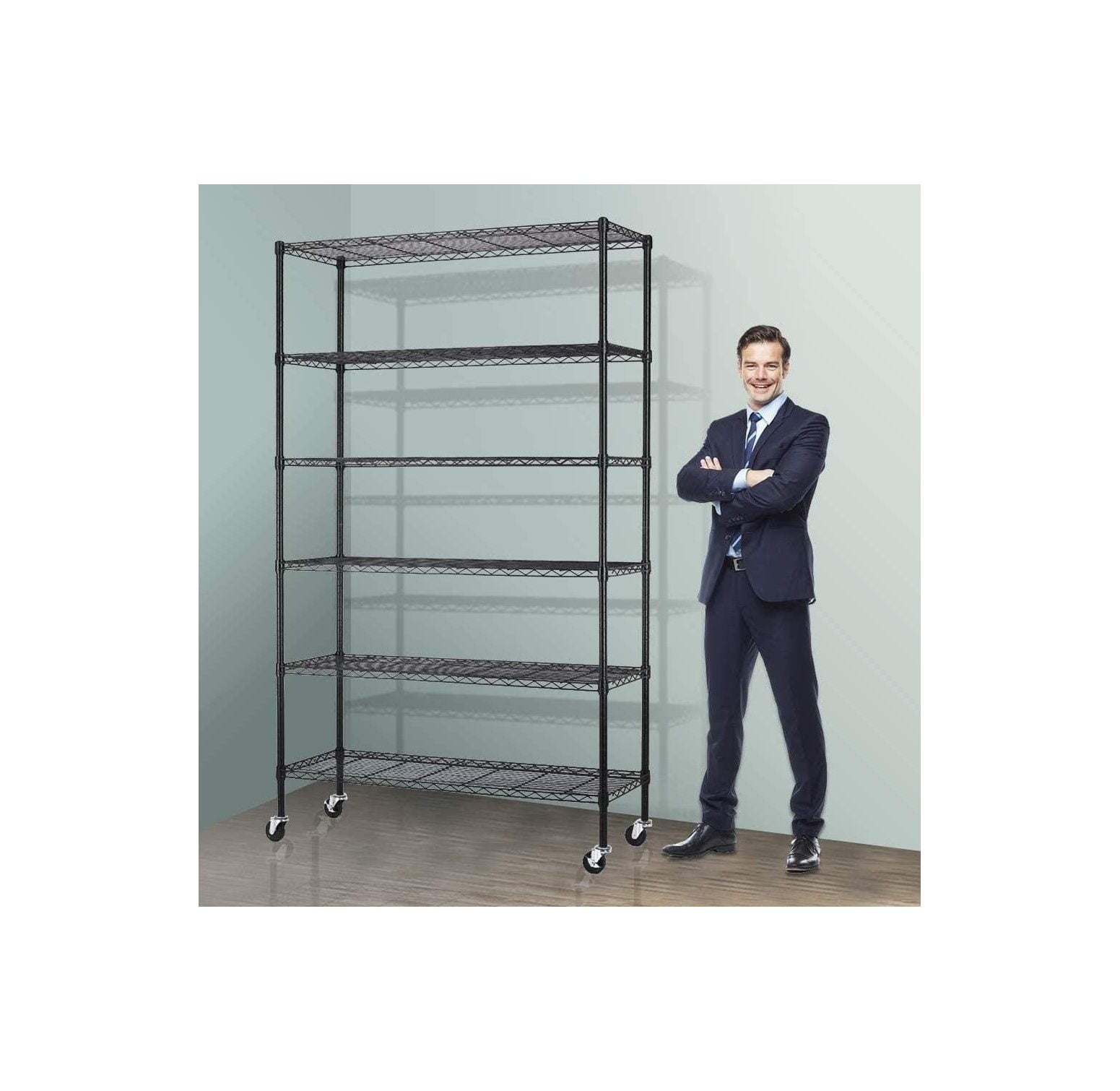 Storage Metal Shelf Wire Shelving Unit with Wheels 82"x48"x18" Sturdy