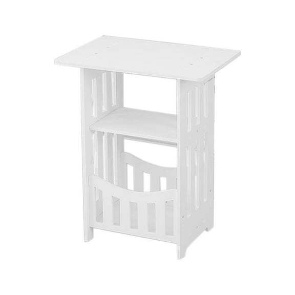 Storage Nightstand 3 Tiers PVC Multifunctional Bookcase Bookshelf Mini Table for Bedroom Living Room Patio Decor 16x13x9 in