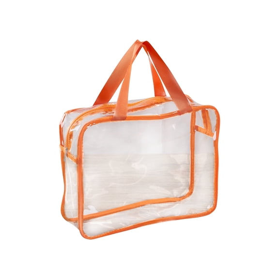 Storage and Organization Toy Storage Bags Large PVC Reusable Board Game Storage Containers Clear Zipper Pouches Waterproof Travel Organizer Bags For Building Block, Puzzle, Kids Books Orange