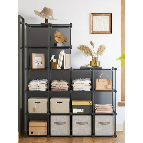 Storage Organizer, 16-Cube Book Shelf, Closet Organizers And Storage, Room Organization, Cube Shelving For Bedroom Living Room