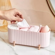 Storage Organizer - 4 Grids Separate Cotton Swabs Dispenser Qtips Holder Bathroom Canisters with Hinged Lids for Cotton Balls, Cotton Pads