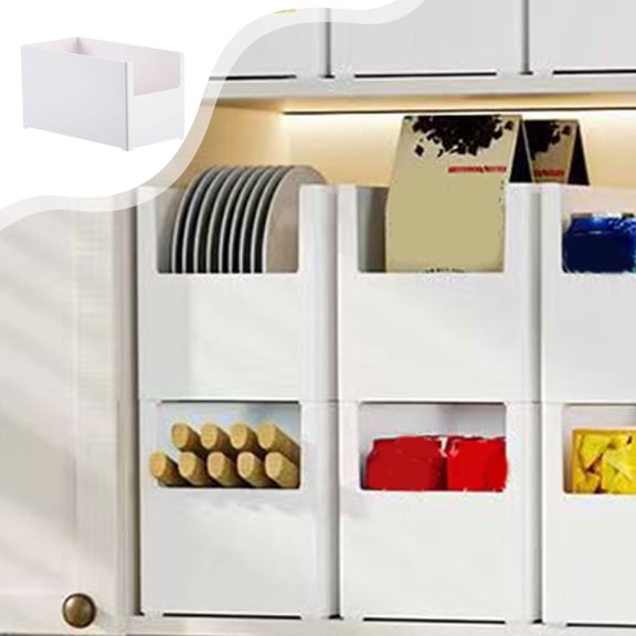 Storage Organizer Bins with Handles - Plastic Basket Container for Kitchen Cabinet Drawer Bathroom Countertop Organization, Snack Holder for Pantry Shelf, Toiletry Storage Box for Home, Set of 1