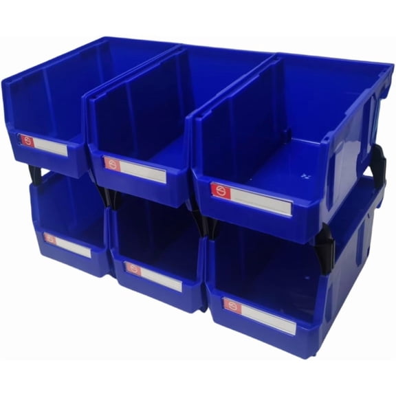 Storage Organizer Bins,Wall Mount Parts Rack,Stackable Shop Tool Bins for store Screws,Small Parts,Office Supplies and other Accessories Blue (6Pack)