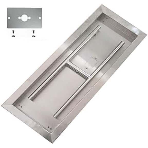 SS030 (1-Pack) 30 x 10 inch Rect Drop-in Fire Pit Pan H-Burner Installed, 125,000 BTU Max$$Garden & Patio