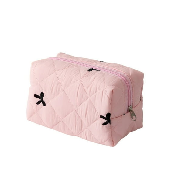 Storage Organizer Cute Bow Embroidered Makeup Bag Cosmetic Pouch Large Travel Cosmetic Bag Makeup Accessory