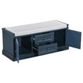 thumbnail image 1 of Storage Ottoman with 2 Drawers and 2 Cabinets, Storage Bench with with Removable Upholstered Cushion for Living Room, Bedroom and Entryway, Antique Navy, 1 of 7