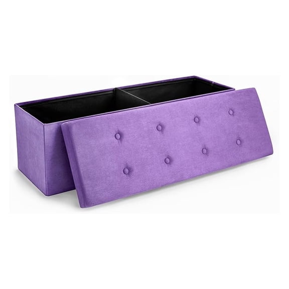 Storage Ottoman  43 in Toy Box for Living Room, Hallway, End of Bed, Bedroom Large Folding Chest Seat Trunk Blankets, Coffee Table, Foot Rest Tufted Linen Fabric
