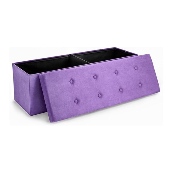 Storage Ottoman 43 in Toy Box for Living Room, Hallway, End of Bed, Bedroom Large Folding Chest Seat Trunk Blankets, Coffee Table, Foot Rest Tufted Linen Fabric