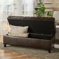 thumbnail image 1 of Storage Ottoman 50 Inches Upholstered Fabric Bench, Storage Bench for Bedroom with Button, Bed Benches for Foot of Bed for Living Room Bedroom Indoor (Brown), 1 of 8