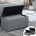 thumbnail image 1 of Storage Ottoman Bench with 2.56-inch Thick Seat, 31.5 inch Nesting Ottoman Set of 2, Hinged Flip Top Bench with Storage for Living Room, Bedroom, Grey, 1 of 15