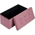 thumbnail image 1 of Storage Ottoman Bench 30 inch Foldable Ottoman Foot Rest Velvet Ottoman Rectangle End of Bed Bench Storage Chest for Living Room Bedroom Entryway Pink, 1 of 8