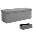 thumbnail image 1 of Storage Ottoman Bench, 43"Foldable Storage Bench with Upholstered Tufted, Storage Ottoman with Breathable Imitation Linen, Storage Ottoman Bench Footrest for Bedroom, Living Room, Entryway, Gray, 1 of 7
