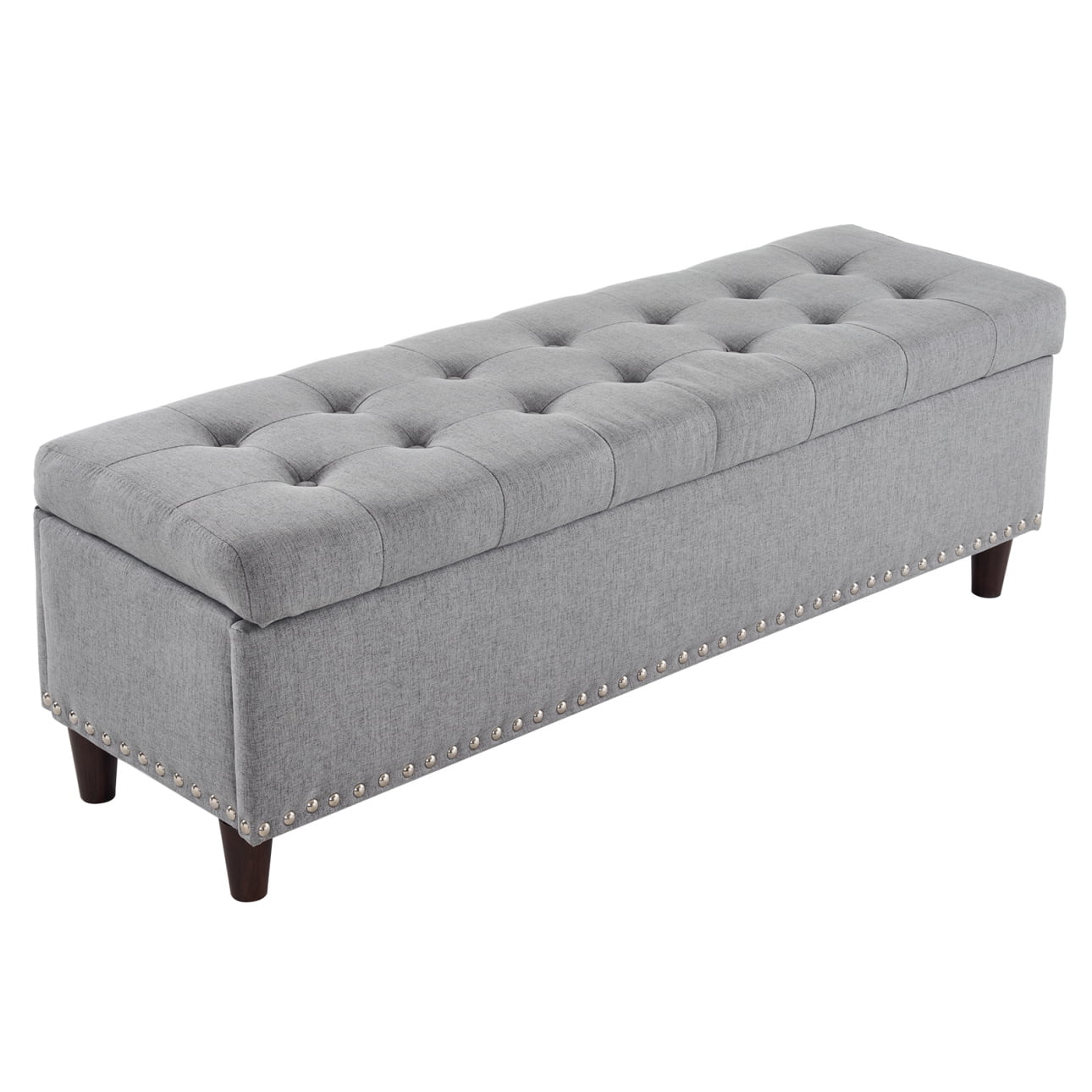 Storage Ottoman Bench, 51'' Length Bedside Stool Footstool with Safety