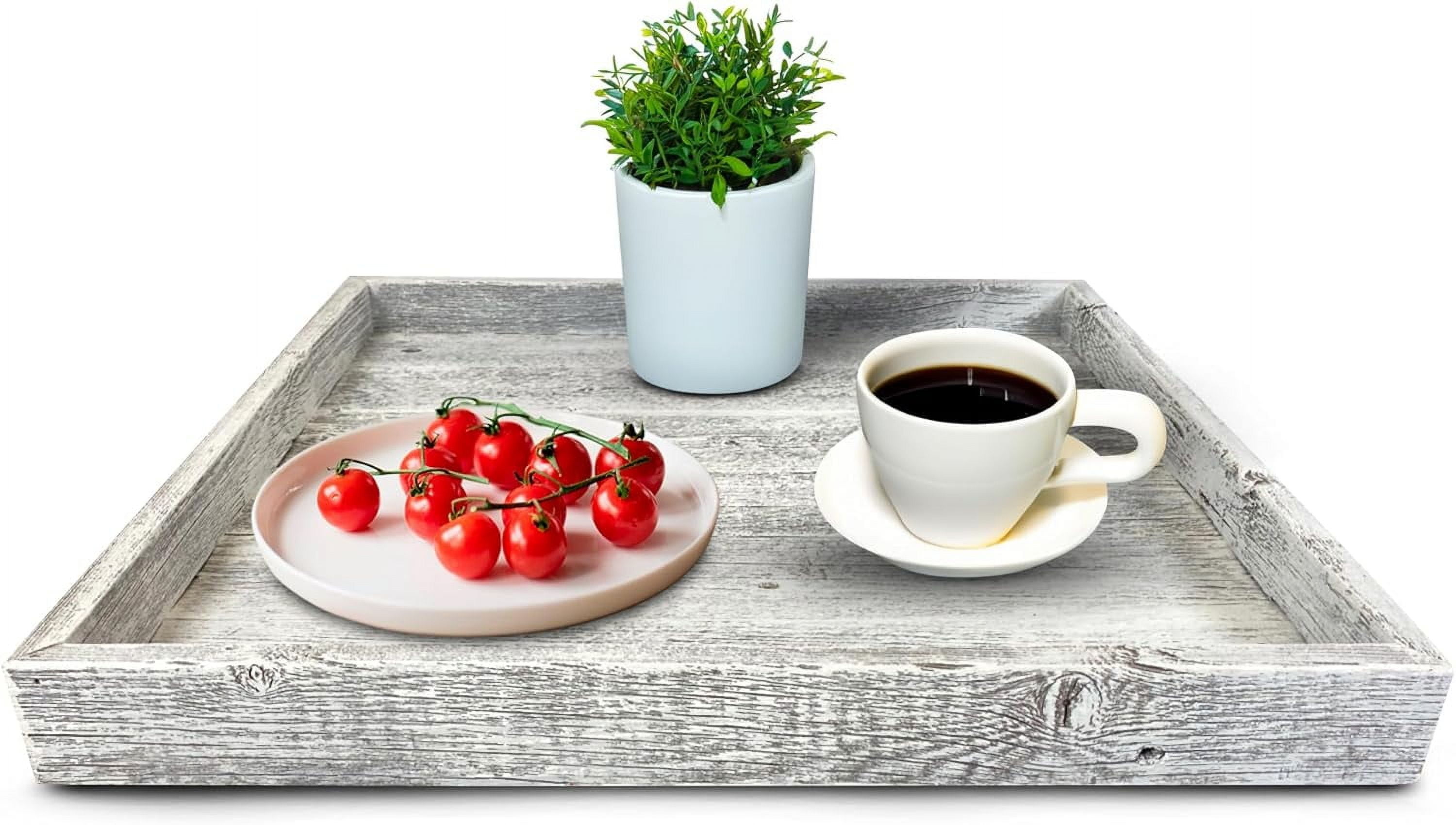 Wooden Ottoman Tray with Felt Pad - Decorative Couch Serving Tray Made ... - Decorative Reclaimed Wood Ottoman