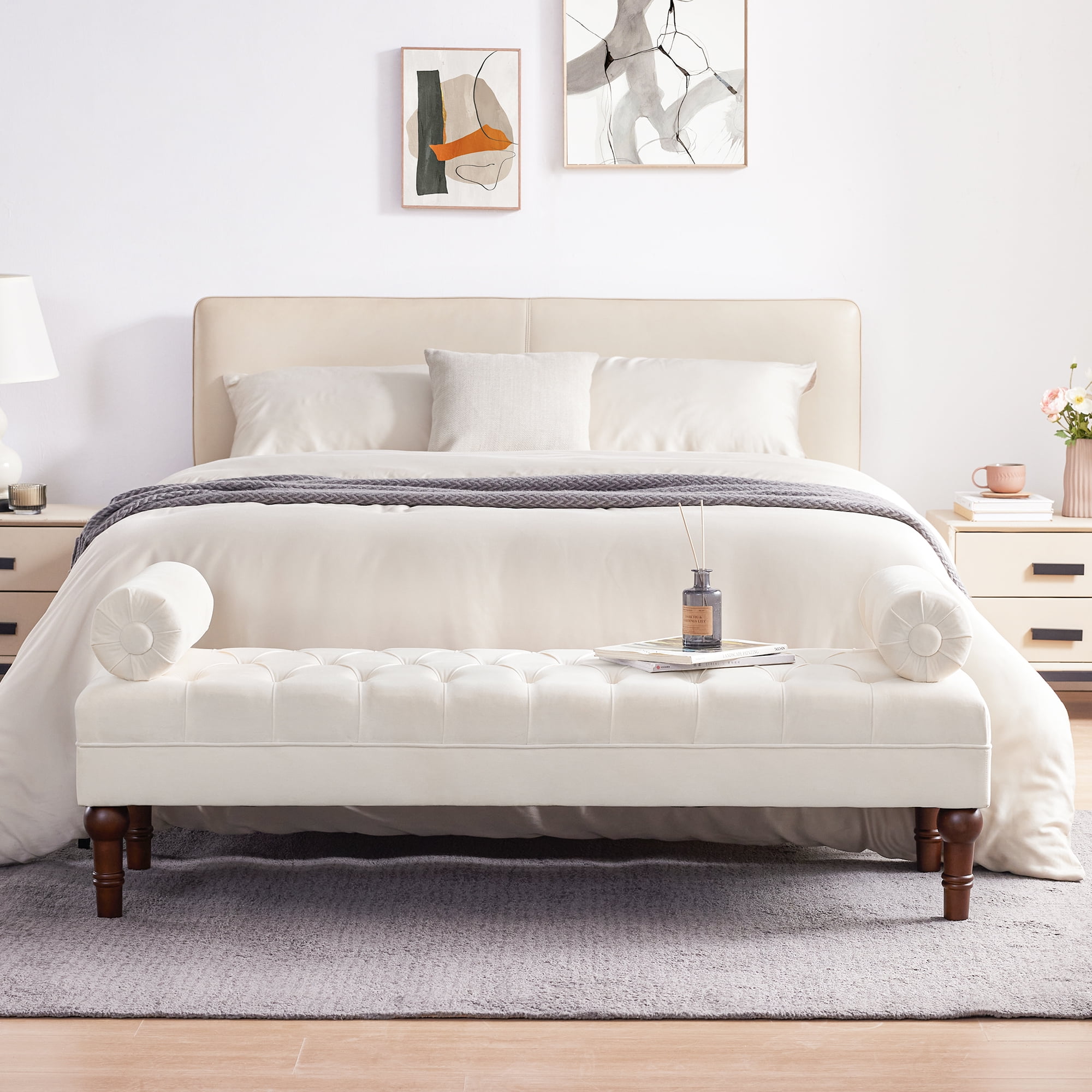 White bedroom bench with arms deals