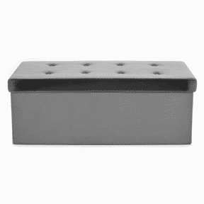 Storage Ottoman Bench with Cover Collapsible Folding Bench Chest Toy and Shoe Storage, Hope Chest, Pouffe, Seat, Foot Rest Contemporary Faux Suede (Gray)
