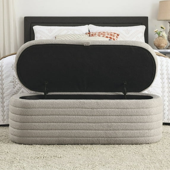 Storage Ottoman Bench End of Bed for Bedroom,Upholstered Entryway Shoe Seat Bench with Storage, Modern Cute Padded Blanket Chest Stool Foot Rest for Living Room, Window Seating