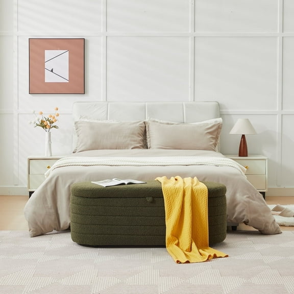 Storage Ottoman Bench End of Bed for Bedroom,Upholstered Entryway Shoe Seat Bench with Storage, Modern Cute Padded Blanket Chest Stool Foot Rest for Living Room, Window Seating