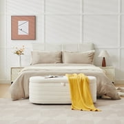 ELIASER Storage Ottoman Bench with Cozy Foam Seating, White, 45 x 16.5 x 17 in