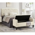 thumbnail image 1 of Storage Ottoman Bench, End of Bed Bench Bedroom Bench with Armrest, Built-in Nails Trim, Storage Bench for Bedroom in Velvet, Ottoman Bench for Living Room, Entryway, Dining Room, Hallway, Cream, 1 of 9