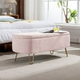 thumbnail image 1 of Storage Ottoman Bench,End of Bed Bench with Large Storage Space and Metal Legs,Upholstered Entryway Bench for Living Room Bedroom End of Bed Entryway,Pink, 1 of 5