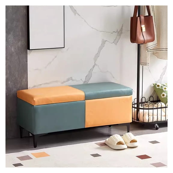 Storage Ottoman Bench Fabric Upholstered Footstool with Storage Space,Rectangle Lift Top Extra Large Storage Ottoman Bench,Bed End Bench for Living Room