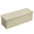 thumbnail image 1 of Storage Ottoman Bench, Faux Leather Ottoman with Storage, Foldable Storage Ottoman Bench for Bedroom Living Room, 43 ", Beige, 1 of 7
