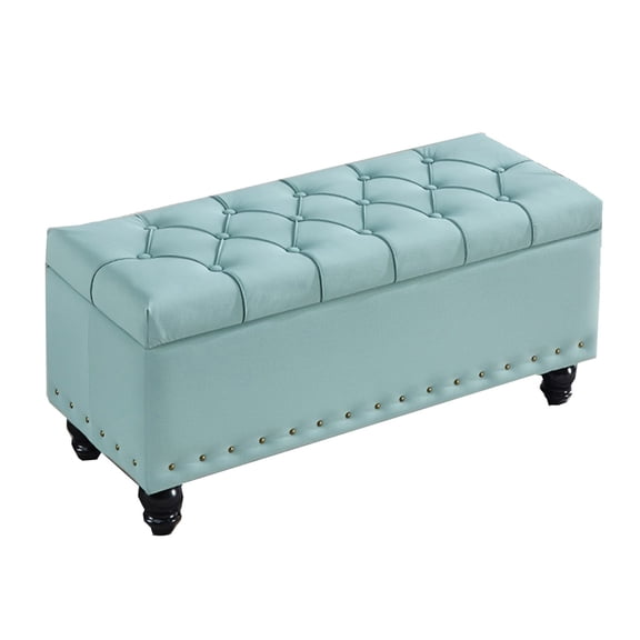 Storage Ottoman Bench With Flip Top Upholstered Foot Rest With Legs End Of Bed Bench, Storage Chest Foot Stool Ottoman For Living Room, Bedroom, Entryway