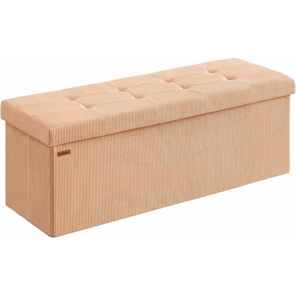 Storage Ottoman Bench, Foldable Foot Rest, 15 x 43 x 15 Inches, End of Bed Bench, Storage Chest, Load 660 lb, Living Room, Bedroom, Entryway