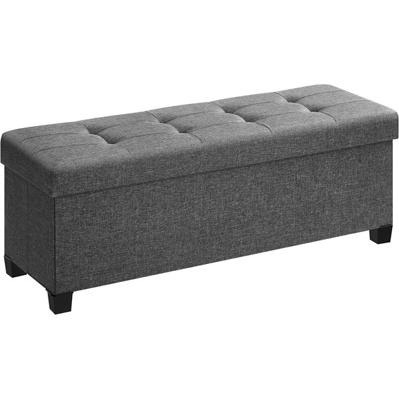 Storage Ottoman Bench, Foldable Foot Rest with Legs, 15 x 43 15.7 Inches, End of Bed Chest, Load up to 660 lb, for Living Room, Bedroom, Entryway, Slate Gray ULSF018G01