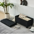 thumbnail image 1 of 16" X 30" Storage Ottoman Bench with Removable Cover, 660Lb Capacity Black Footrest Stool, Multi-Functional Chest for Bedroom, Living Room & Entryway, 1 of 11