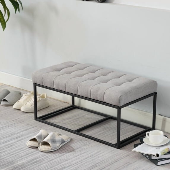 Bedroom Stool Storage Ottoman Bench, Foot Rest with Legs, 16 x 30 x 16.1 Inches, End of Bed Bench, Storage Chest, Load up to 660 lb, for Living Room, Bedroom, Entryway,Wooden Bedroom Bench