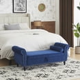 thumbnail image 1 of Storage Ottoman Bench with High Armrest, Velvet Retro End of Bed Bench with European style Legs, Decorative Rivet Footrest Stool for Living Room, Bedroom, Apartment, Navy, 1 of 8