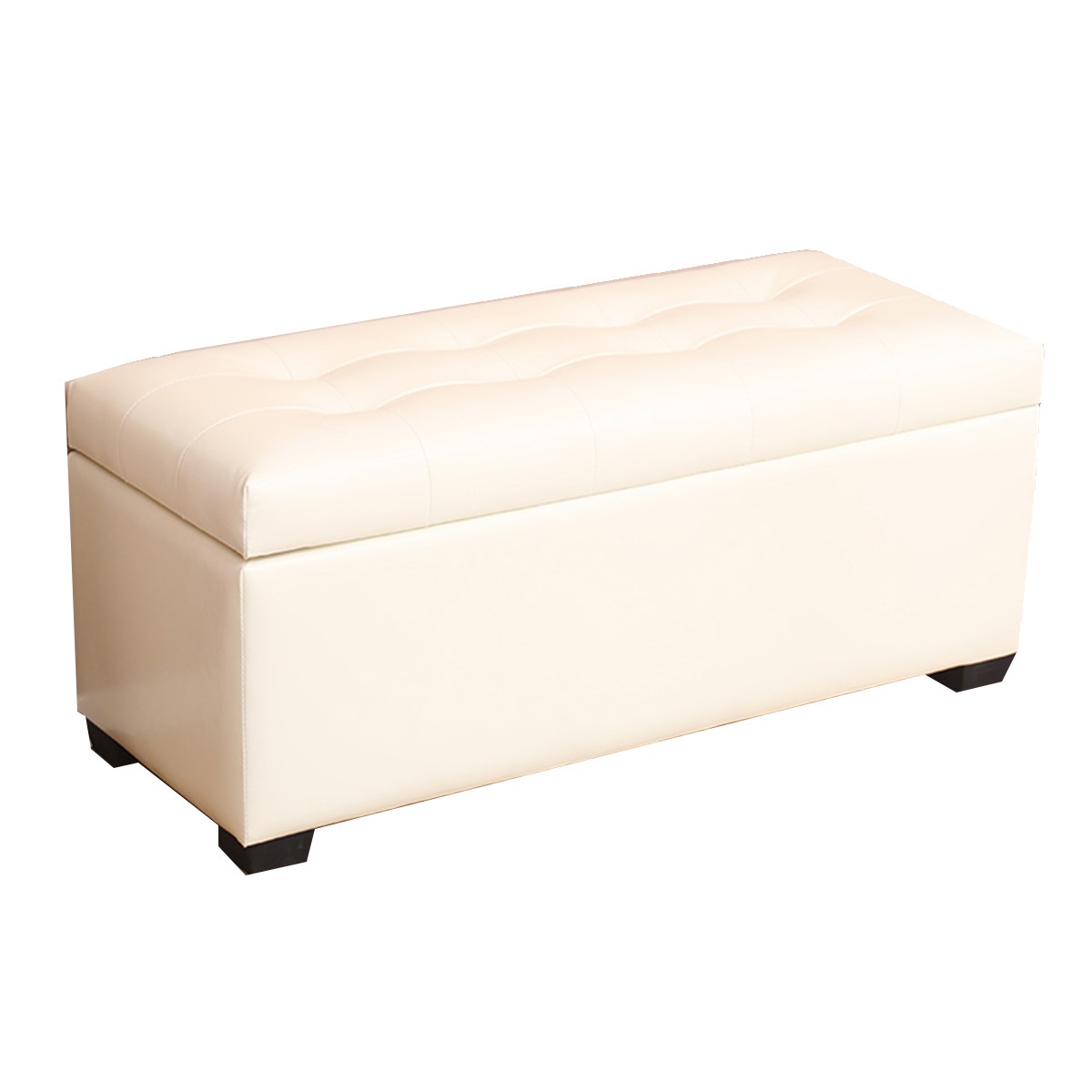 Storage Ottoman Bench Leather Foot Rest With Legs Upholstered Pouf ...