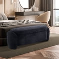 thumbnail image 1 of Storage Ottoman Bench, Linen Fabric Footrest Stool with Storage Chest, End of Bed Bench, Dark Blue, 1 of 8