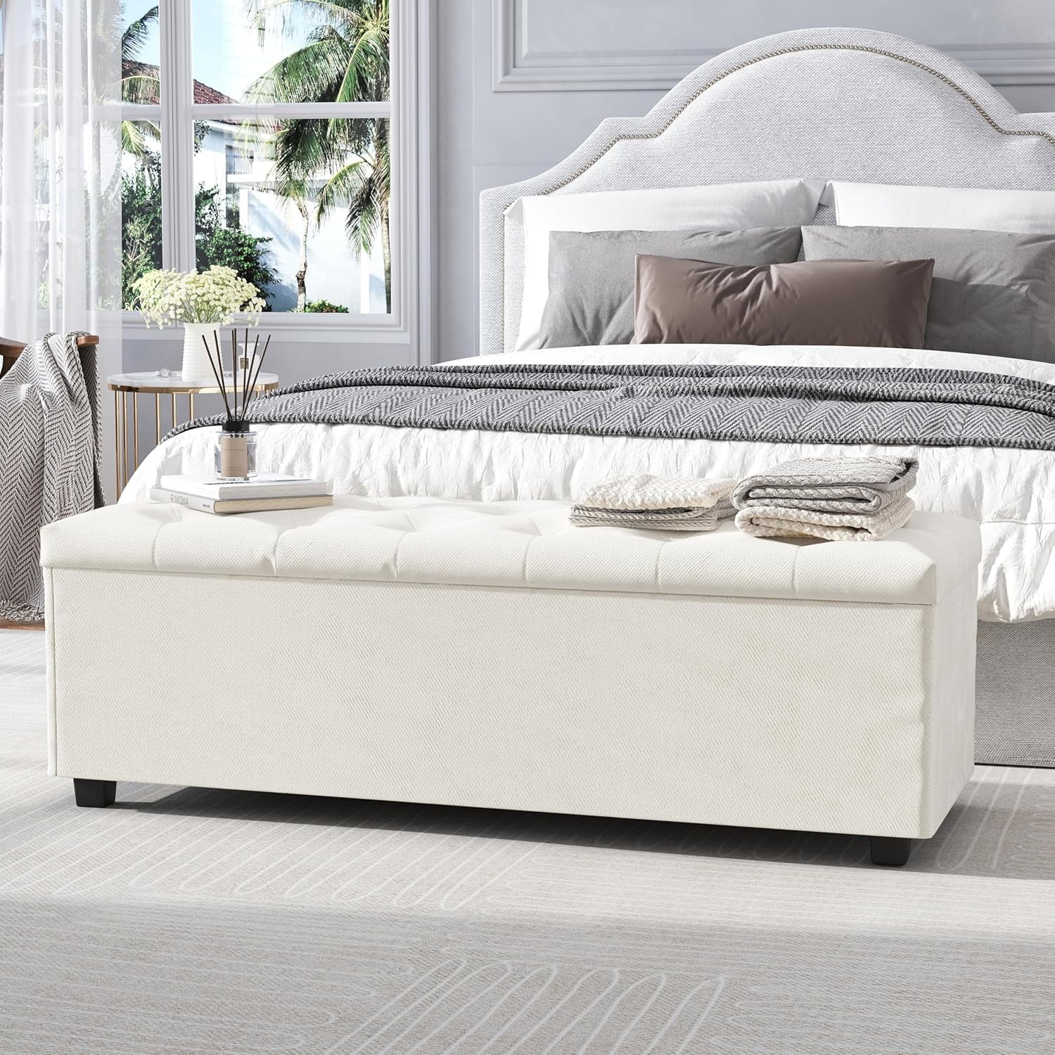 Storage Ottoman Bench, Ottoman with Storage for Bedroom, 48" End of ...