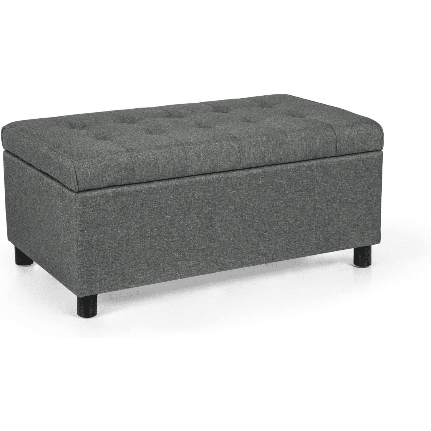 Storage Ottoman Bench Tufted Fabric Upholstered End of Bed Bench with