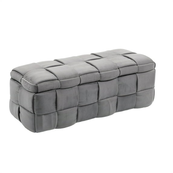 Storage Ottoman Bench, Tufted Upholstered Storage Bench With Safety Hinge, End Of Bed Bench, Entryway Padded Footstool For Living Room Bedroom