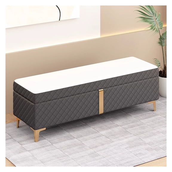 Storage Ottoman Bench Upholstered End of Bed Ottoman Bench with Storage and Seating,Mid-Century Dining Table Bench Long Shoe Bench for Entryway