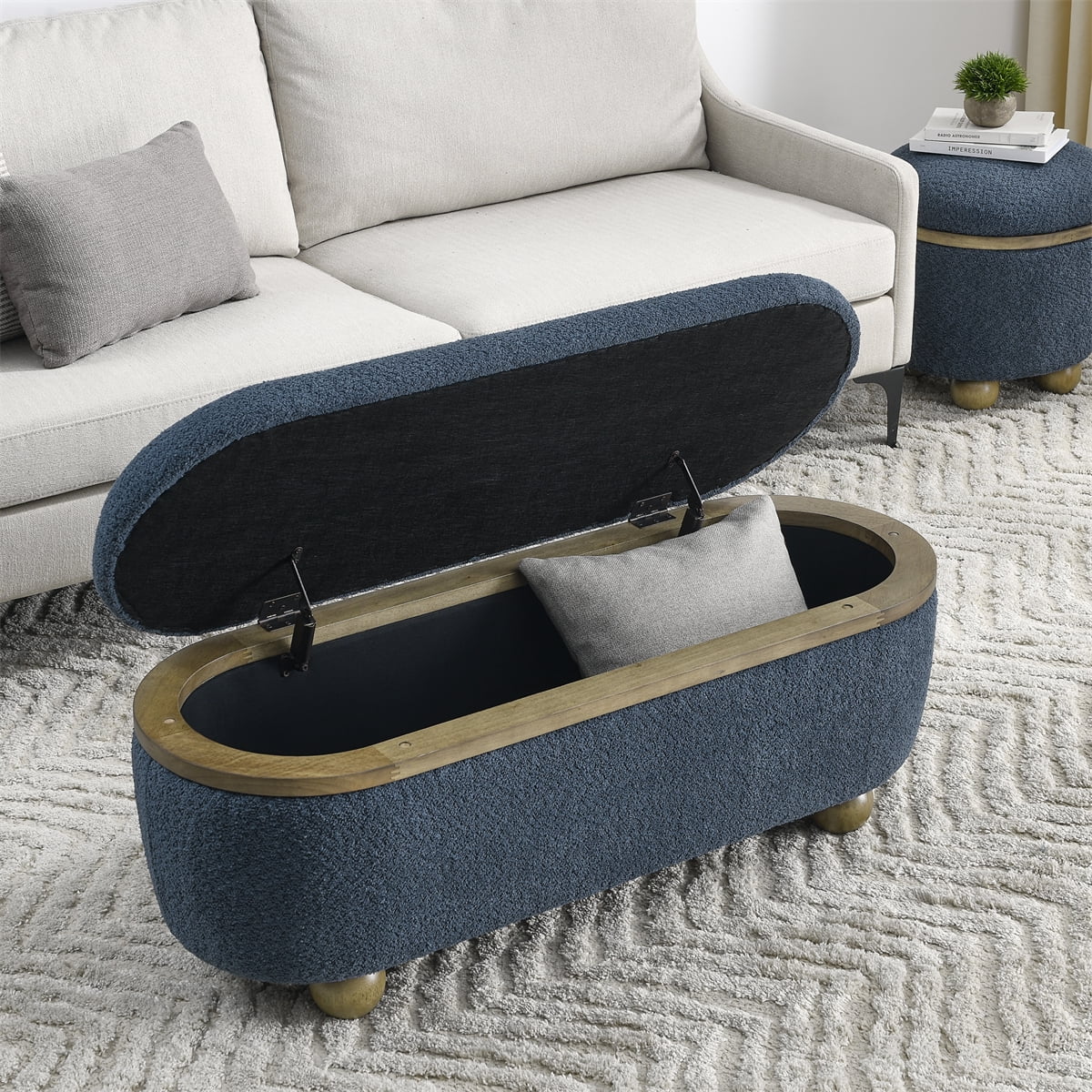 Storage Ottoman Bench, Upholstered End of Bed Ottoman with Storage and ...