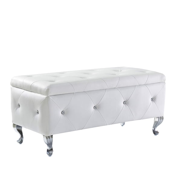 Storage Ottoman Bench, Upholstered Ottoman With Crystal Button, Rectangular Flip Top Foot Rest End Of Bed Bench For Bedroom Living Room Hallway